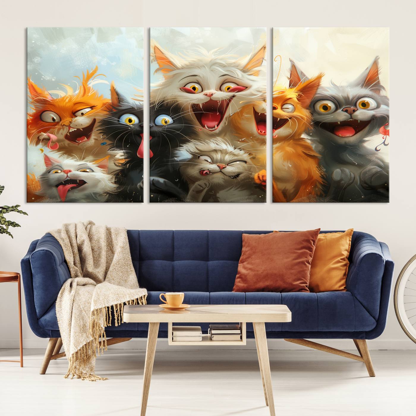 Pixar Cats Wall Art Canvas Print, Fanny Cat Wall Art Print, Comic Cartoon Cat Print