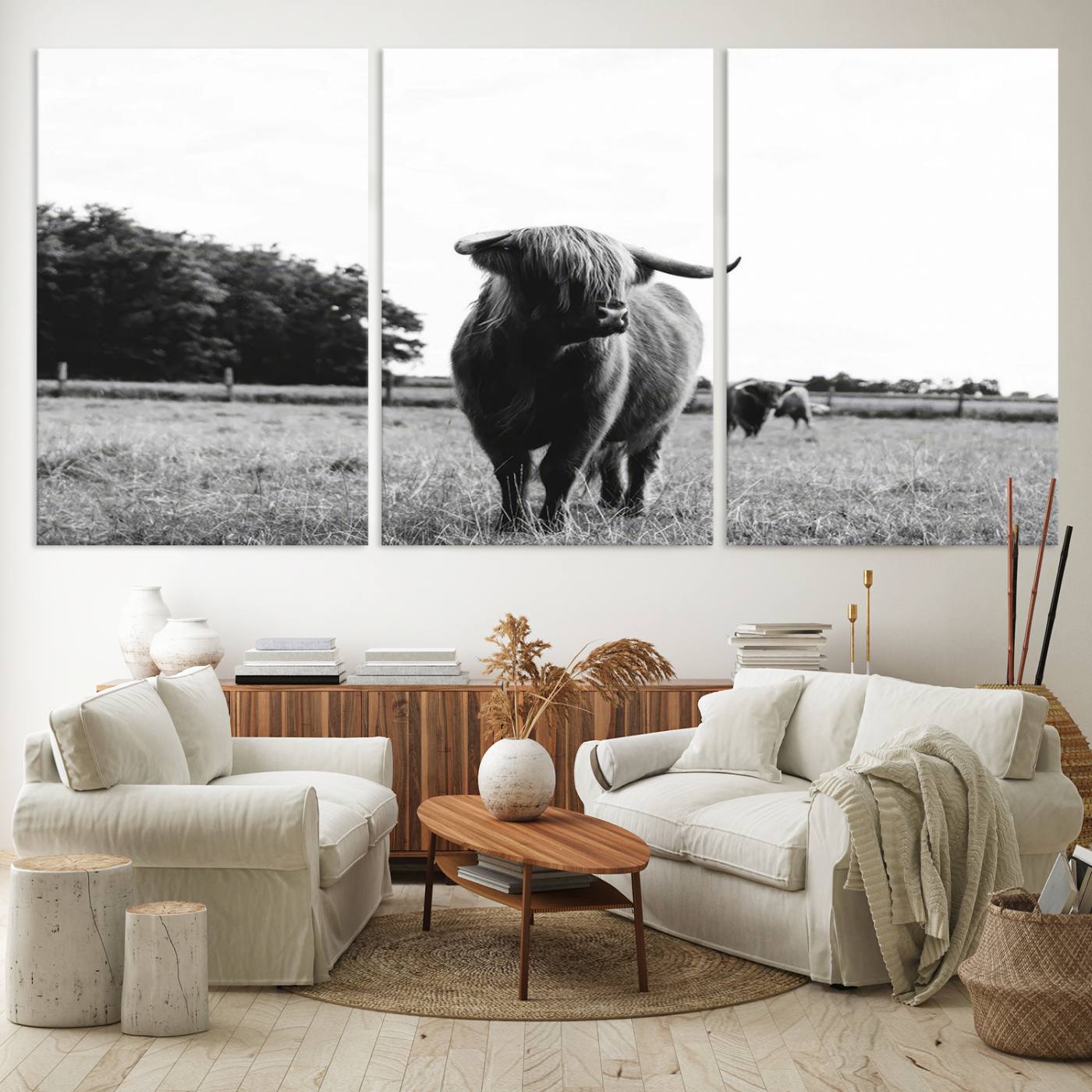 Scottish Cow Highland Wall Art Canvas Print