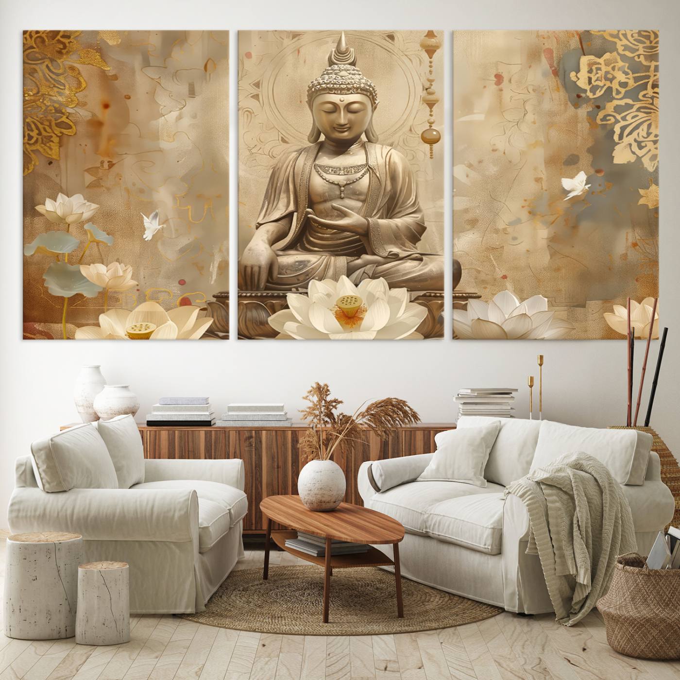 Buddha Wall Art Canvas Print, Buddha Meditation Room Decor, Yoga Room Wall Decor