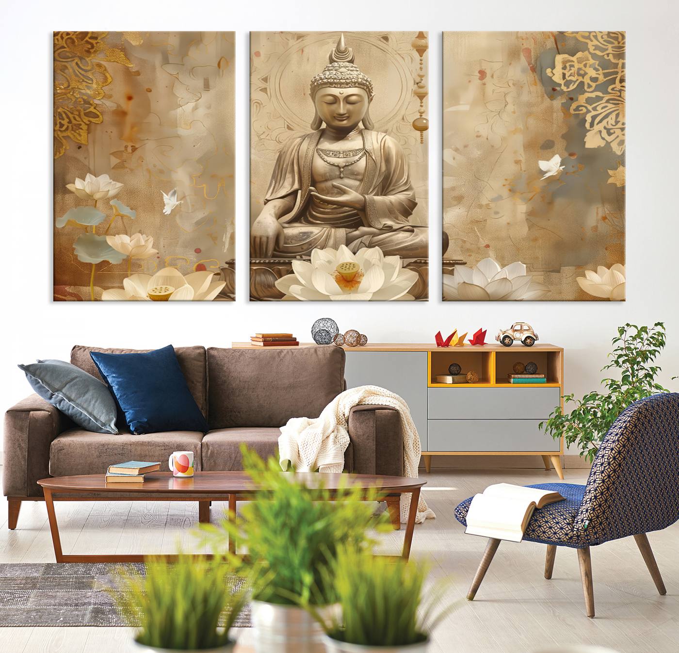 Buddha Wall Art Canvas Print, Buddha Meditation Room Decor, Yoga Room Wall Decor