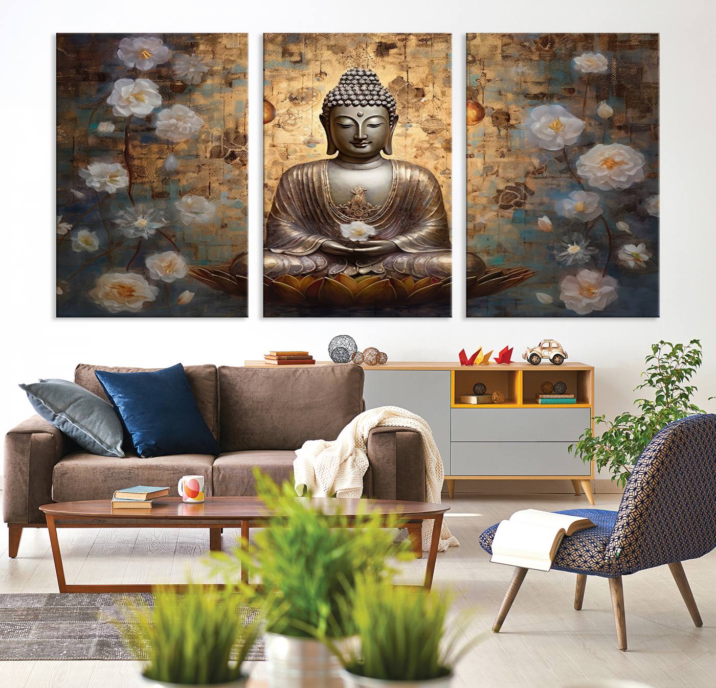 Buddha Wall Art Canvas Print, Hindu Buddha Meditation Room Decor