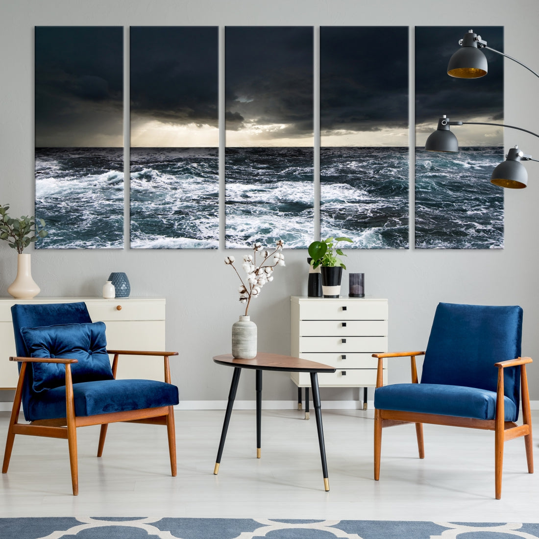 Stormy Sea Ocean Landscape Large Canvas Art Print for Home Decoration