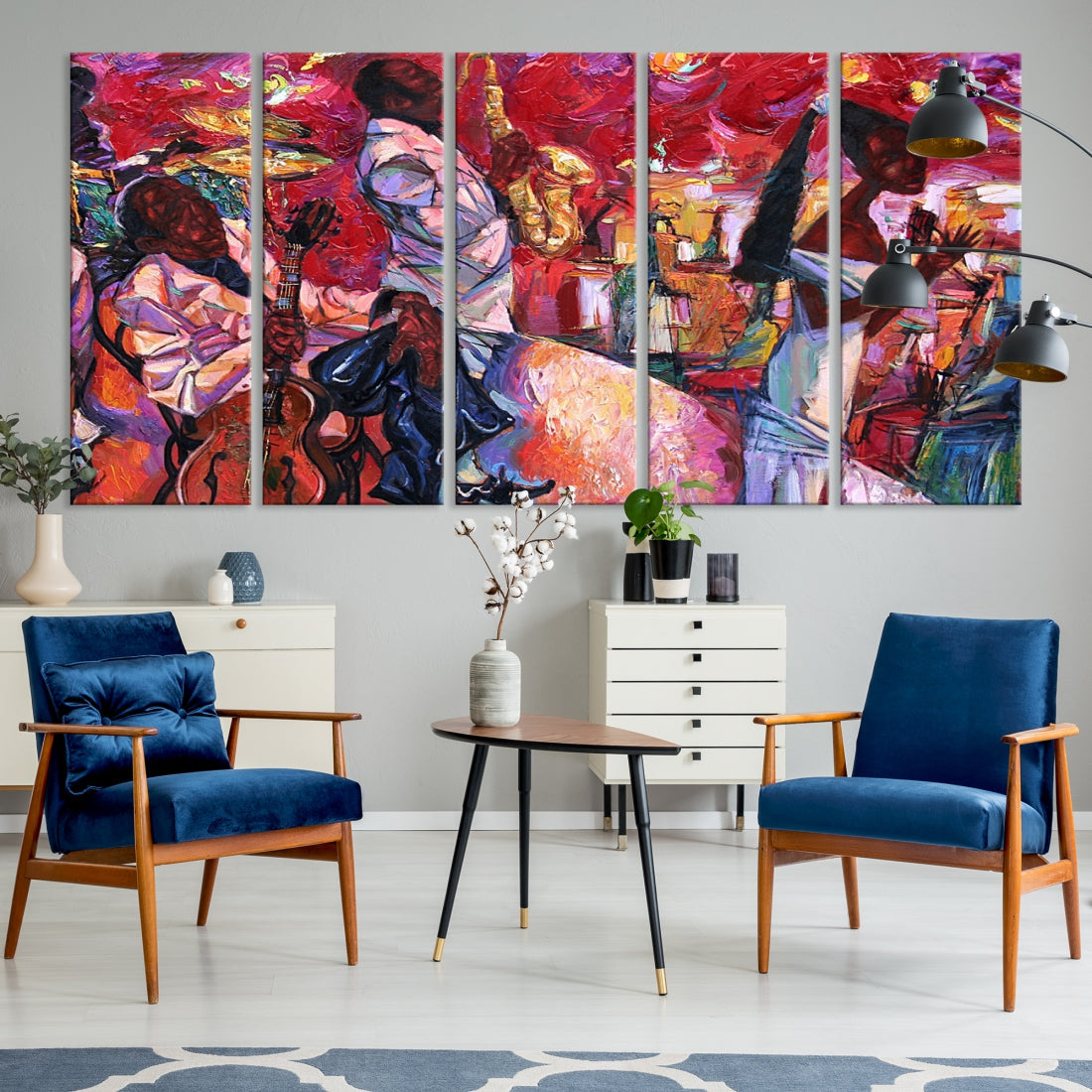 Vivd Abstract Jazz Painting Canvas Wall Art African American Music Art Decor