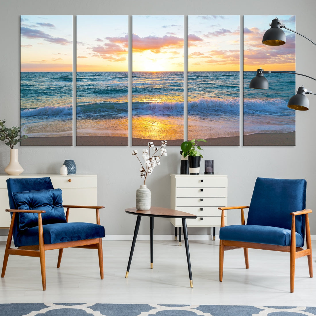 Ocean Beach Canvas Wall Art Beach Canvas, Coastal Artwork Print for Living Room Home Office Decor, Beach Wall Art, Sea