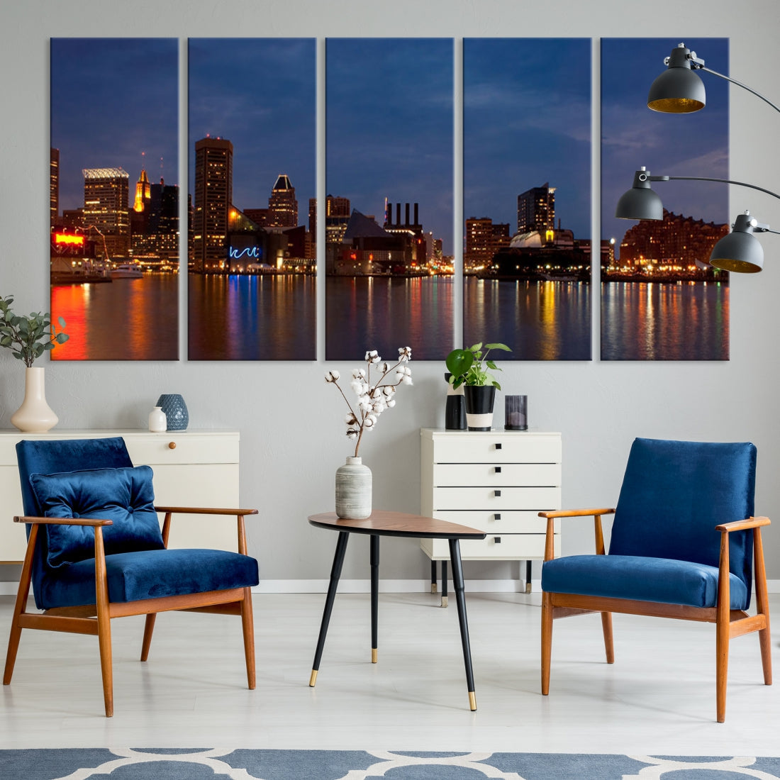 Baltimore City Downtown Skyline Cityscape Large Wall Art Canvas Print