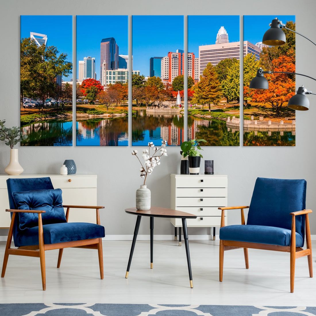 Charlotte City Photo Print Framed Canvas Wall Art Cityscape Wall Decor