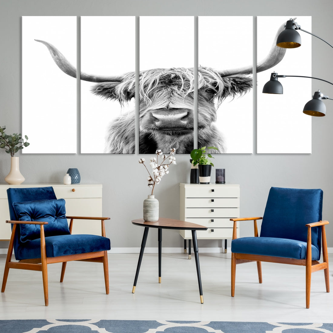 Bring the Charm of a Scottish Highland Cow to Your Farmhouse with Our Wall Art Canvas PrintA Rustic & Cozy Decor