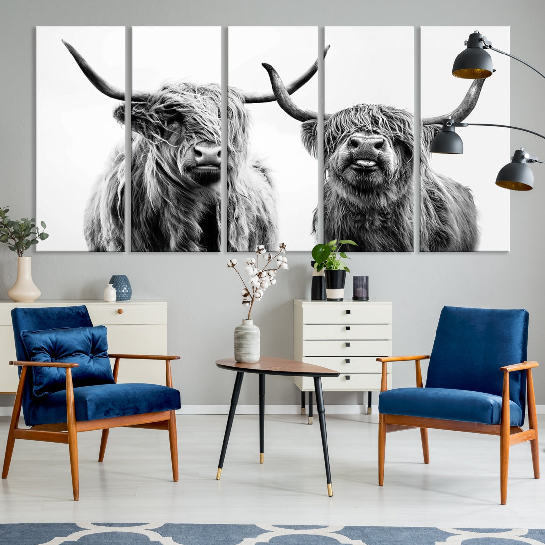 Bring the Charm of a Scottish Highland Cow to Your Farmhouse with Our Wall Art Canvas PrintA Rustic & Cozy Decor