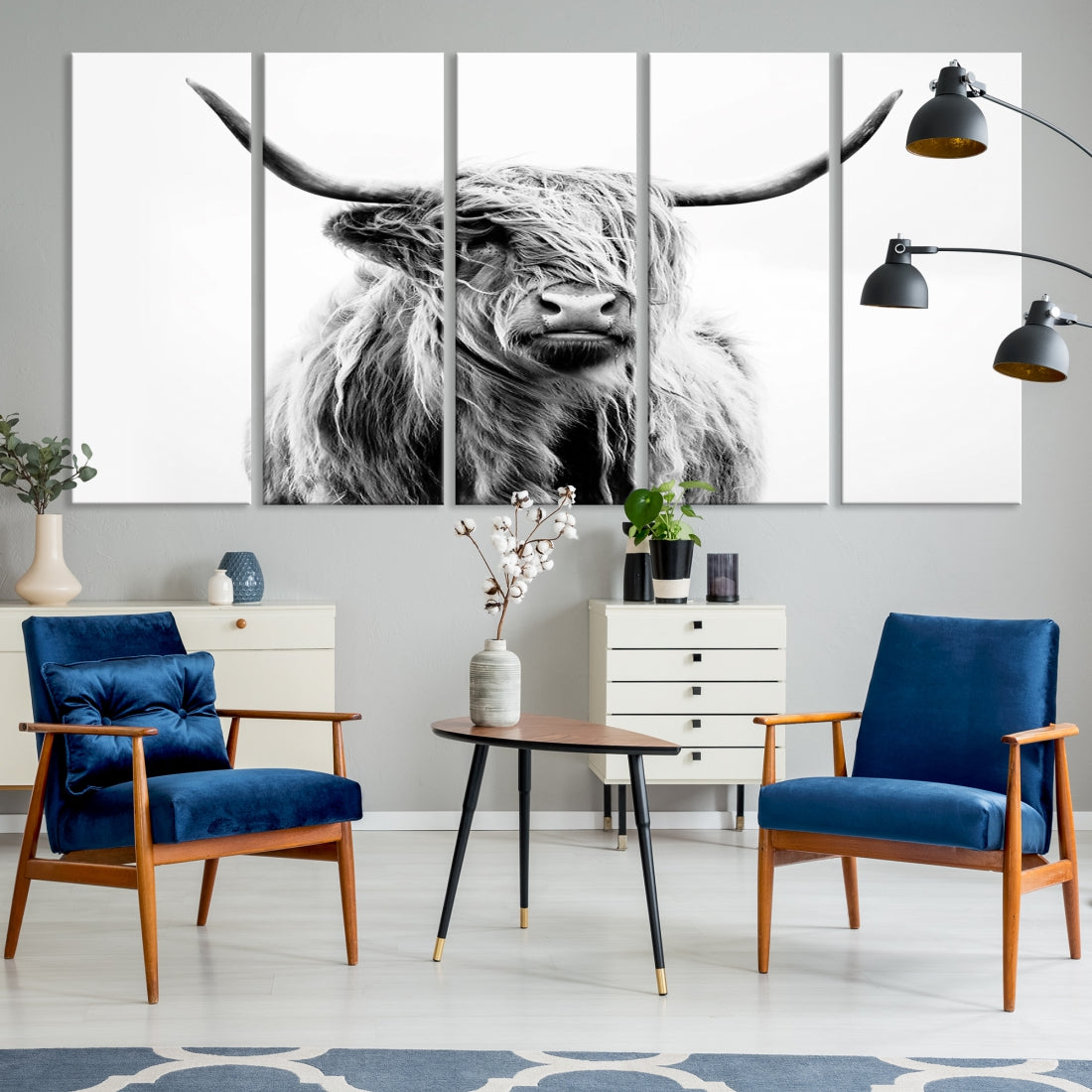 Bring the Charm of a Scottish Highland Cow to Your Farmhouse with Our Wall Art Canvas PrintA Rustic & Cozy Decor