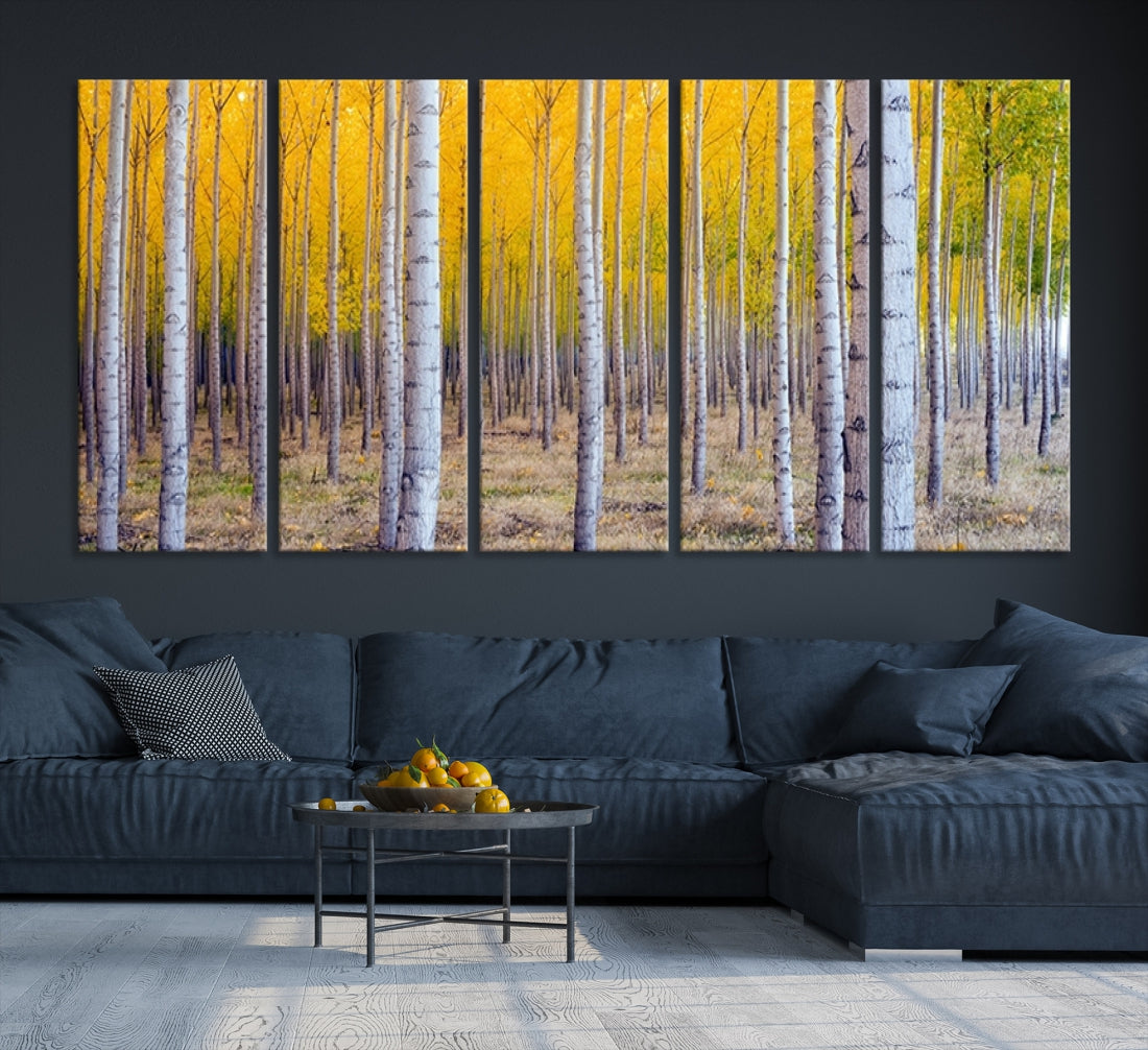 Yellow Forest Autumn Landscape Tree Wall Art Landscape Canvas Print