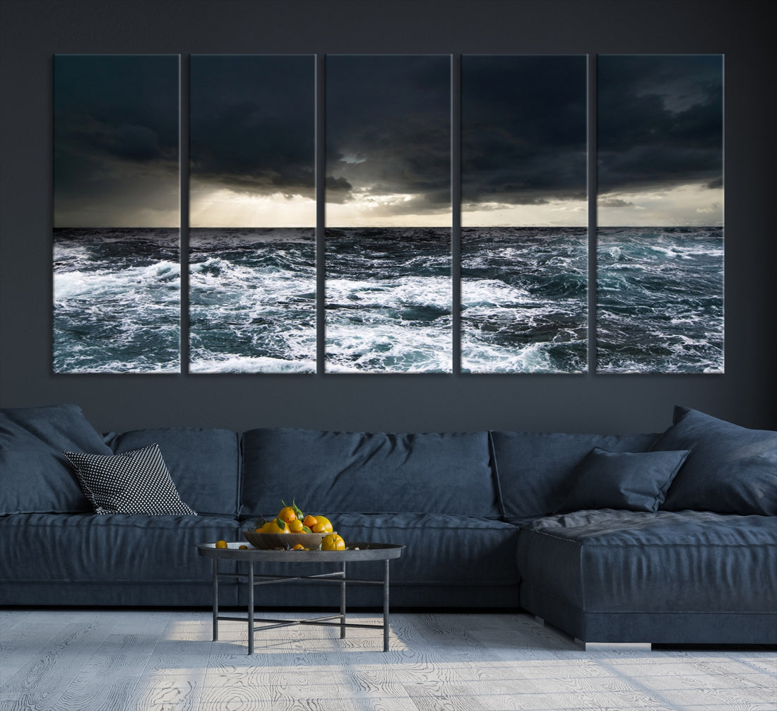 Stormy Sea Ocean Landscape Large Canvas Art Print for Home Decoration