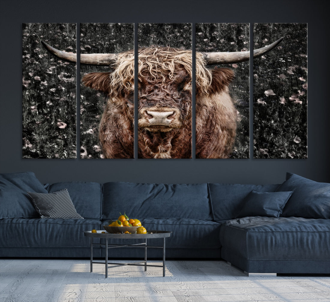 Highland Cow Photography Canvas Wall Art Print Animal Wall Art Painting Large Cow Canvas Print Home Office Ranch Farm