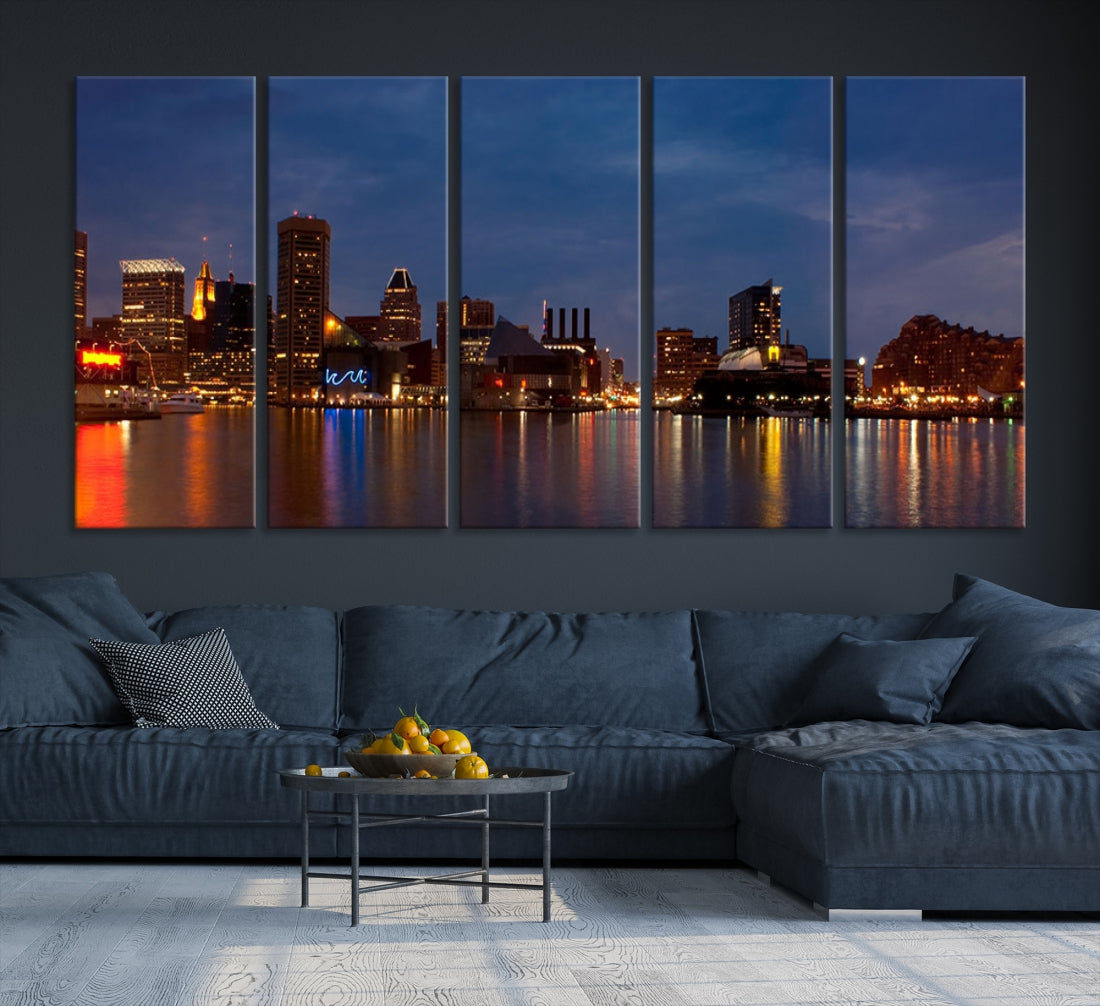 Baltimore City Downtown Skyline Cityscape Large Wall Art Canvas Print