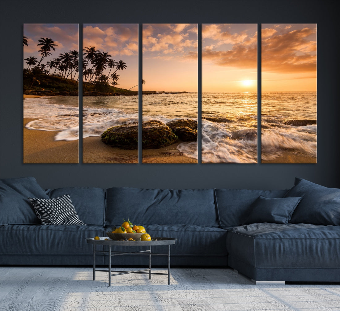 Tropical Island and Sunset Landscape Giclee Print Large Canvas Wall Art