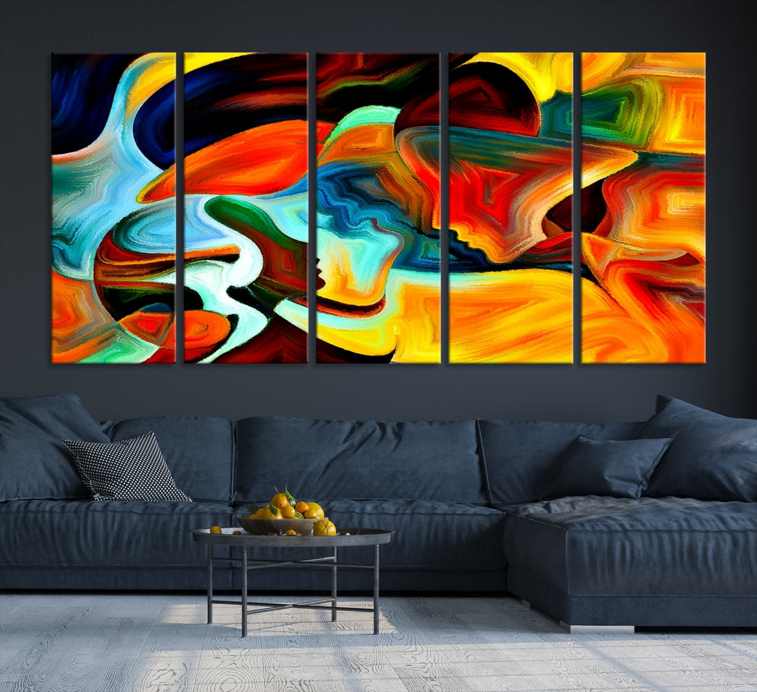 Abstract Human Faces Modern Painting Canvas Wall Art Print for Office