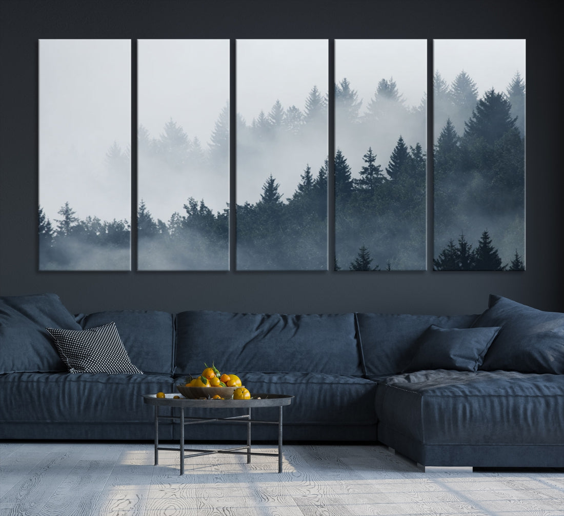 Bring the Peaceful Beauty of a Misty Foggy Forest with Clouds to Your Home with Our Nature Wall Art Canvas Print