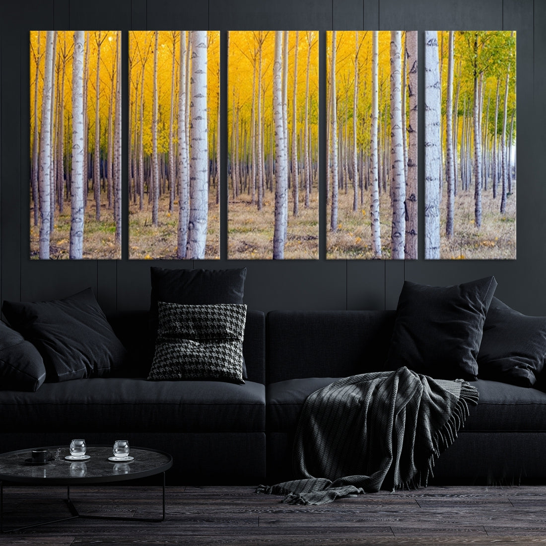 Yellow Forest Autumn Landscape Tree Wall Art Landscape Canvas Print