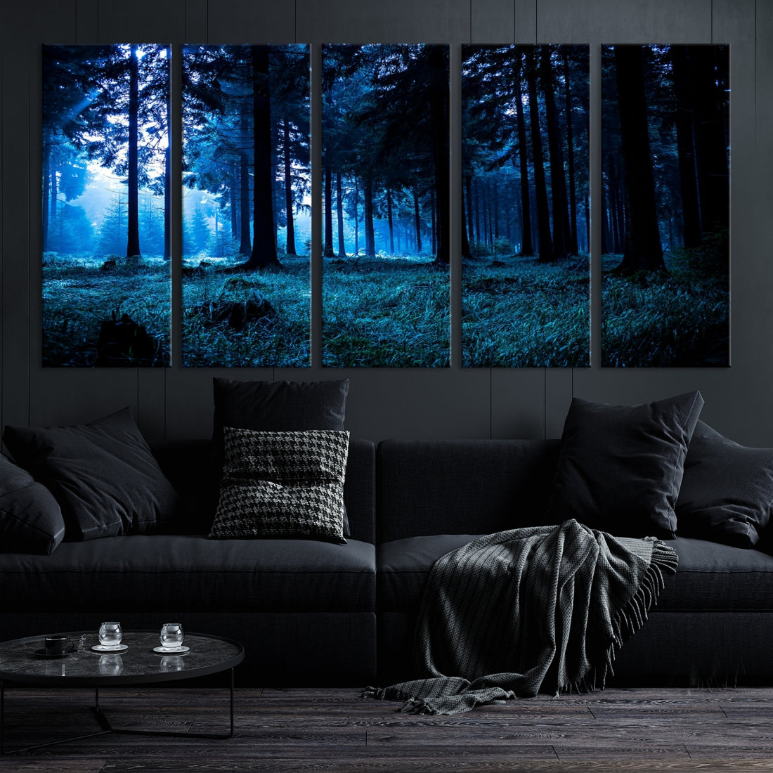 Mystic Dark Forest Wall Art Large Forest Canvas Print Landscape Canvas Art Multi Panel Wall Art Large Piece Canvas Set