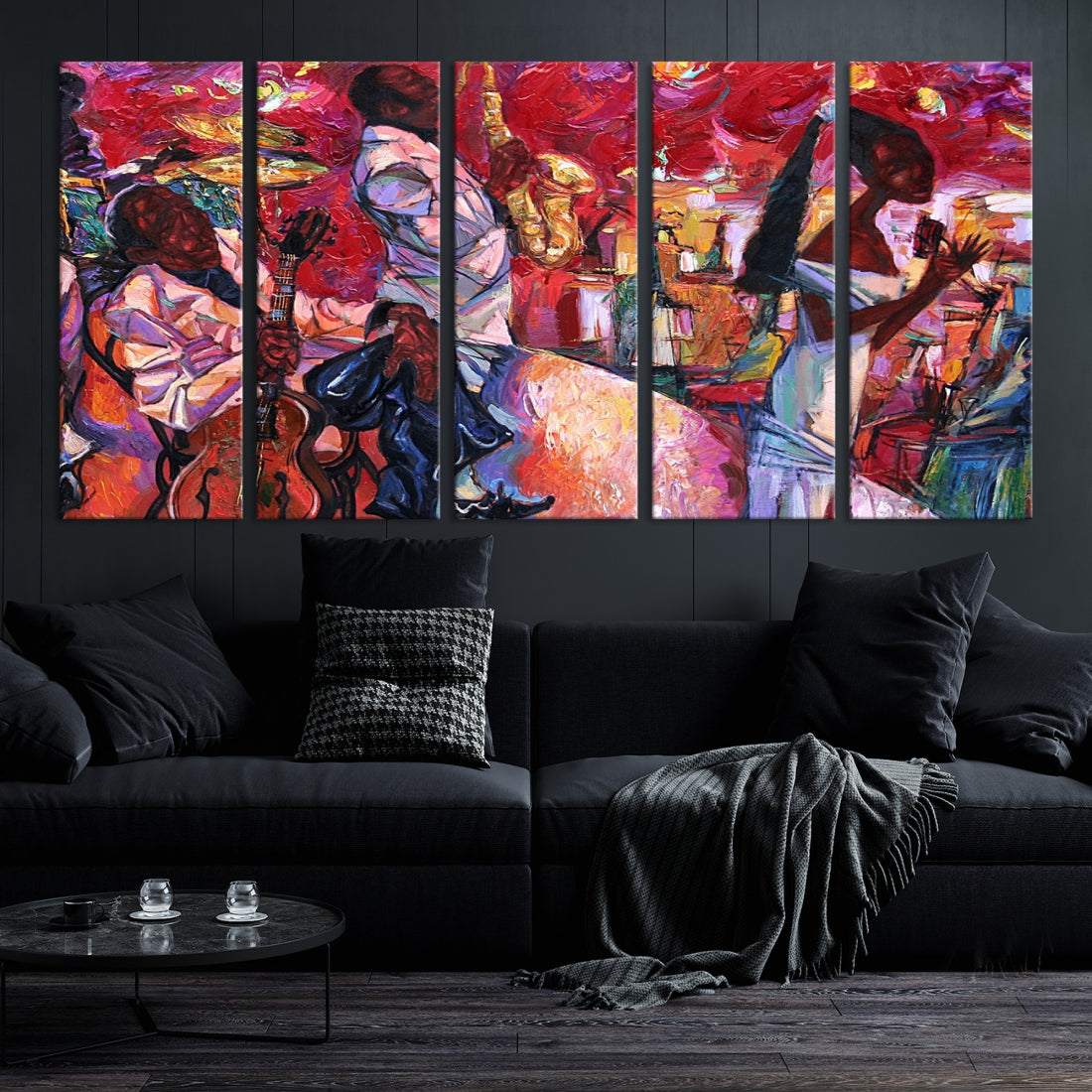 Vivd Abstract Jazz Painting Canvas Wall Art African American Music Art Decor