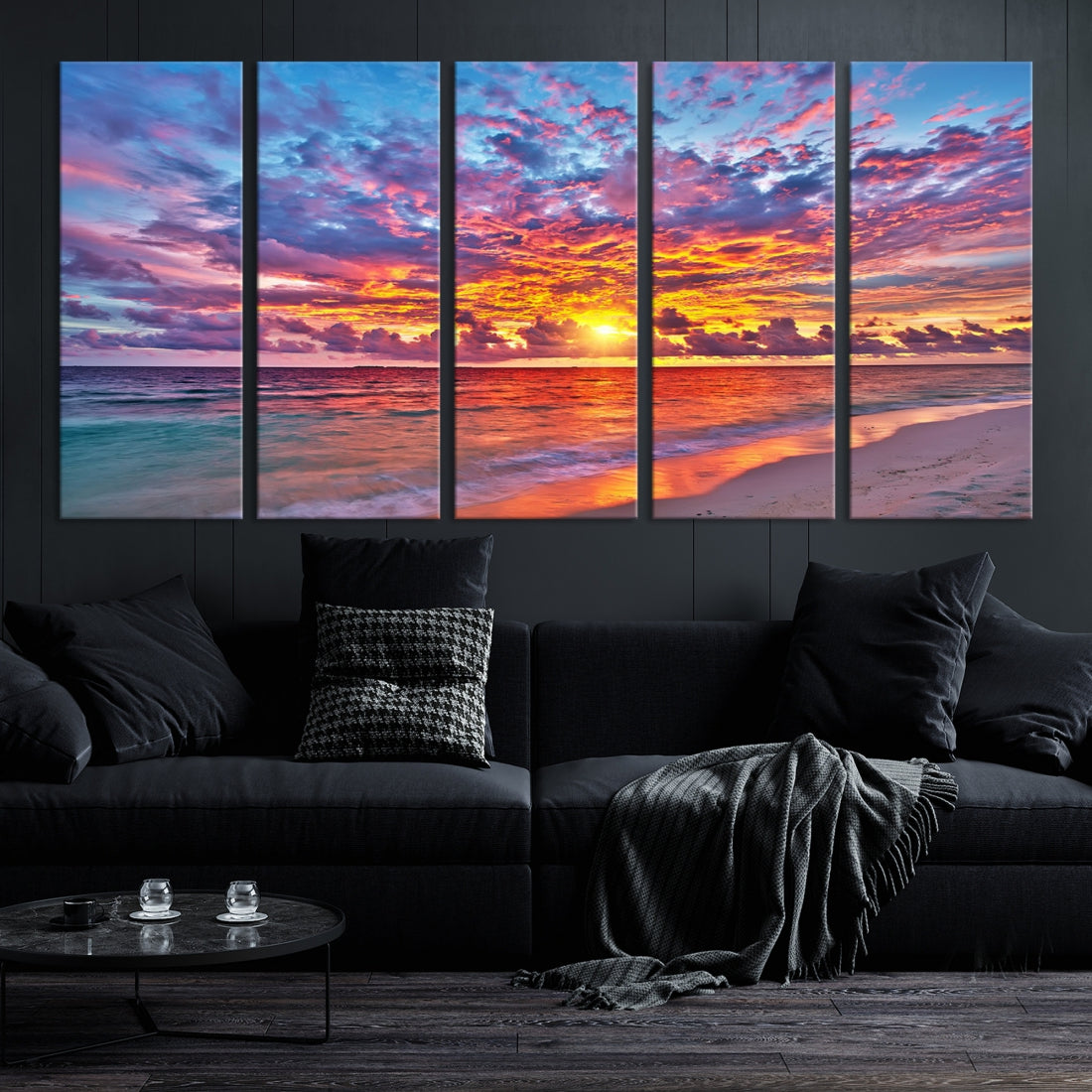 Amazing Ocean Sunset Beach Landscape Giclee Canvas Extra Large Wall Art Print