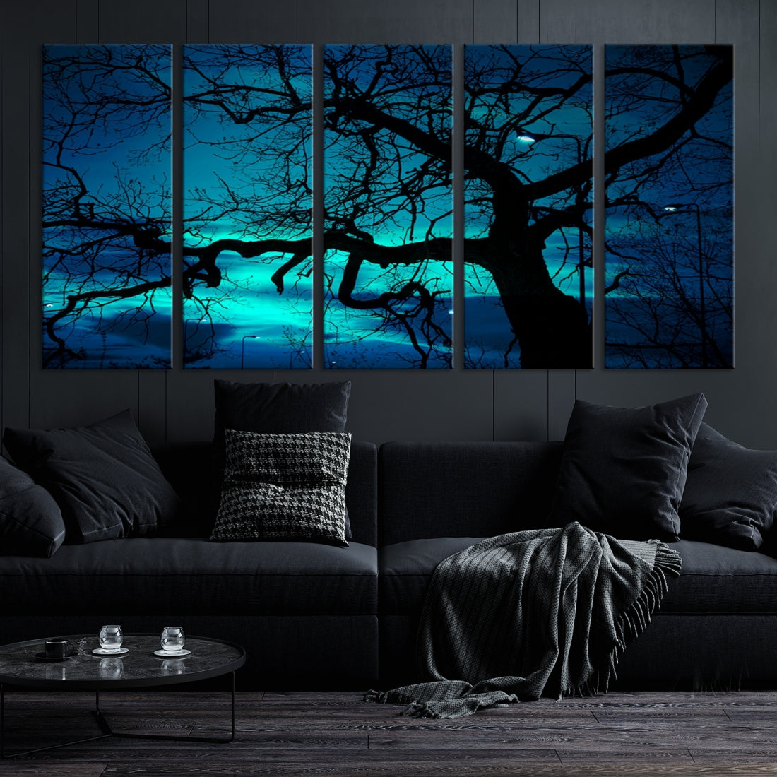 Bare Tree Moonlight Nature Wall Art Large Canvas Print Living Room Decor