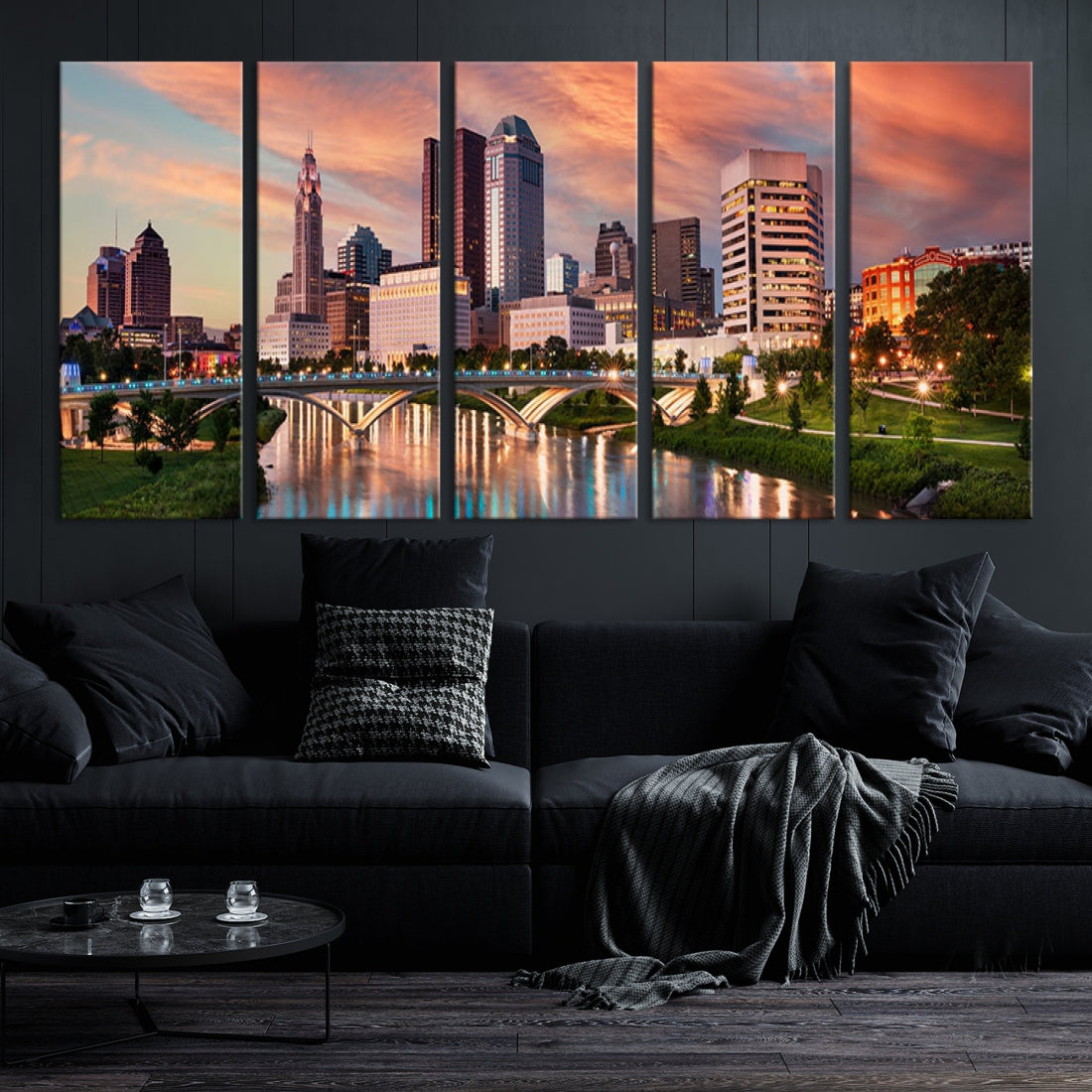 Large Columbus City View Skyline Wall Art Columbus Picture Canvas Print