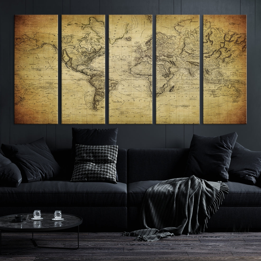 Antique Wall Art World Map Canvas Print