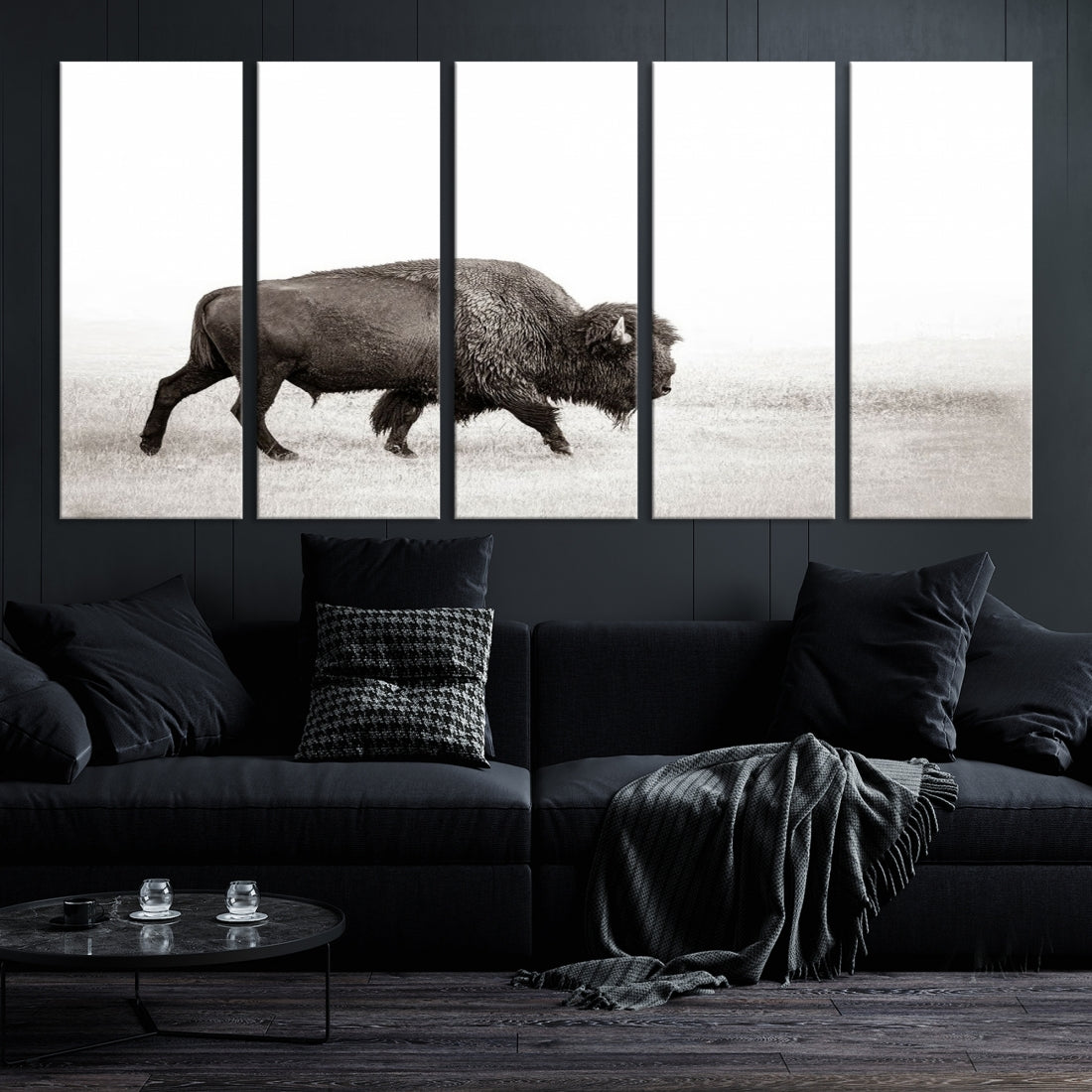 Alone Bison Wall Art Canvas Print, Cow Wall Art, Buffalo Artwork