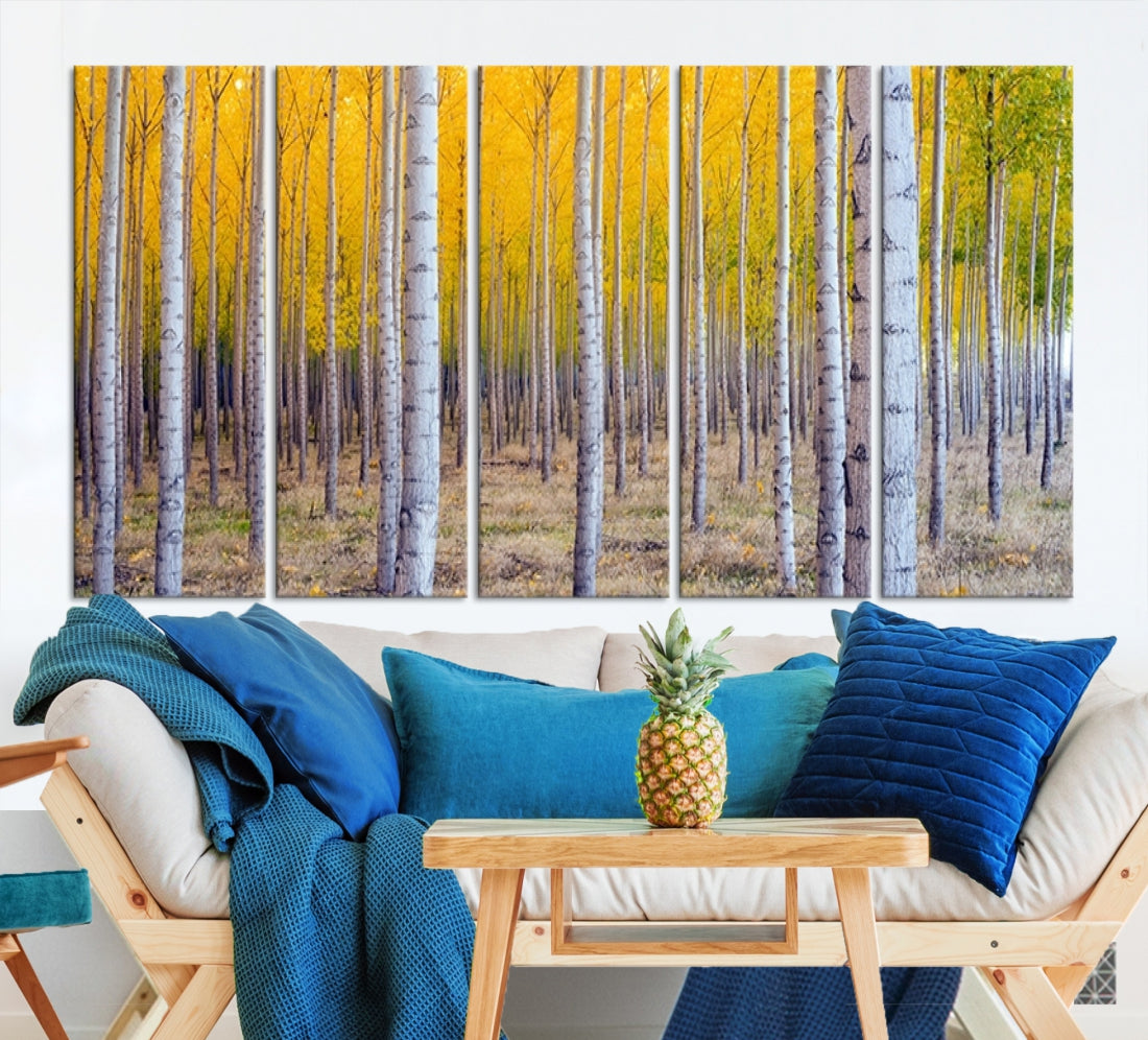 Yellow Forest Autumn Landscape Tree Wall Art Landscape Canvas Print