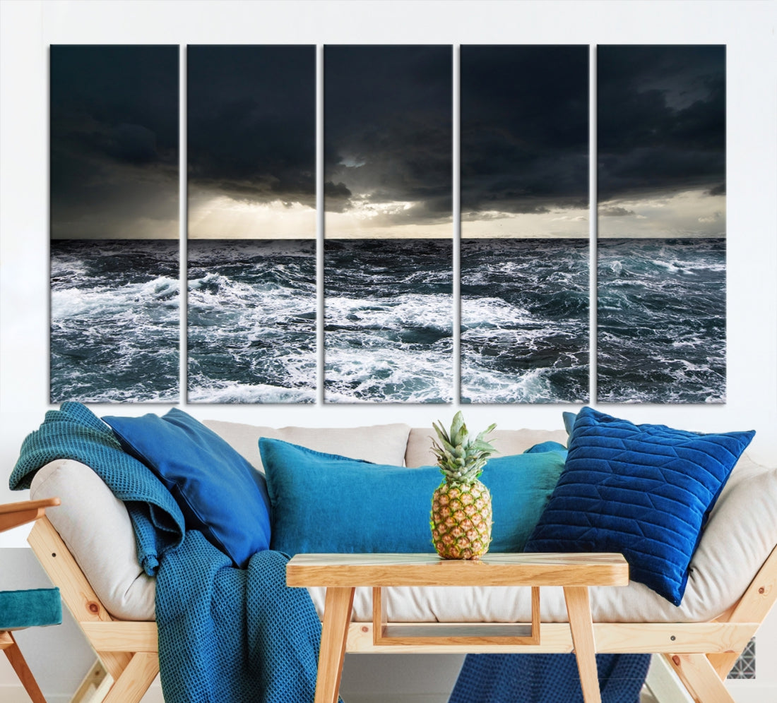 Stormy Sea Ocean Landscape Large Canvas Art Print for Home Decoration