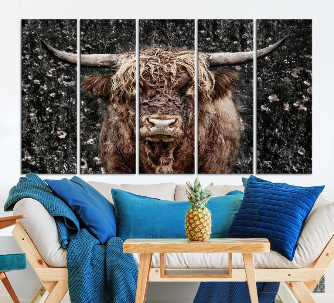 Highland Cow Photography Canvas Wall Art Print Animal Wall Art Painting Large Cow Canvas Print Home Office Ranch Farm