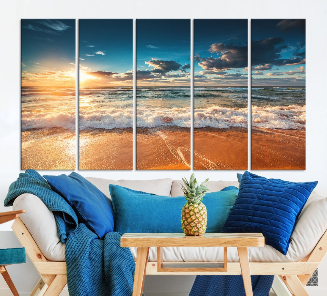 Ocean Beach Coastal Wall Art Canvas Print