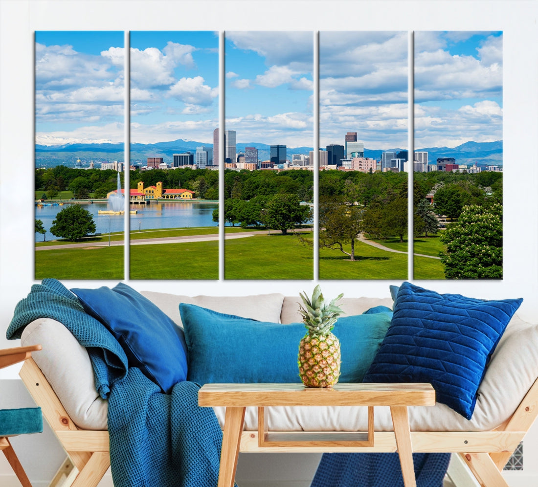 Spring in Denver Cityscape View Large Wall Art Canvas Print