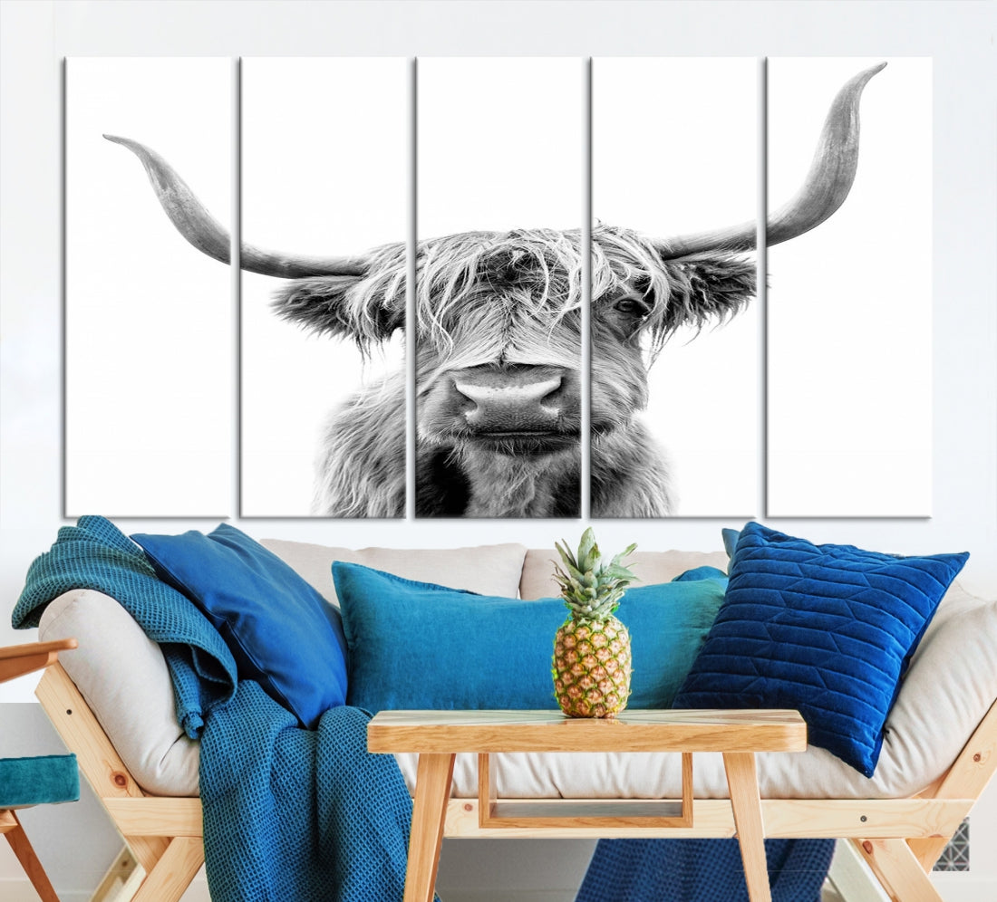 Bring the Charm of a Scottish Highland Cow to Your Farmhouse with Our Wall Art Canvas PrintA Rustic & Cozy Decor