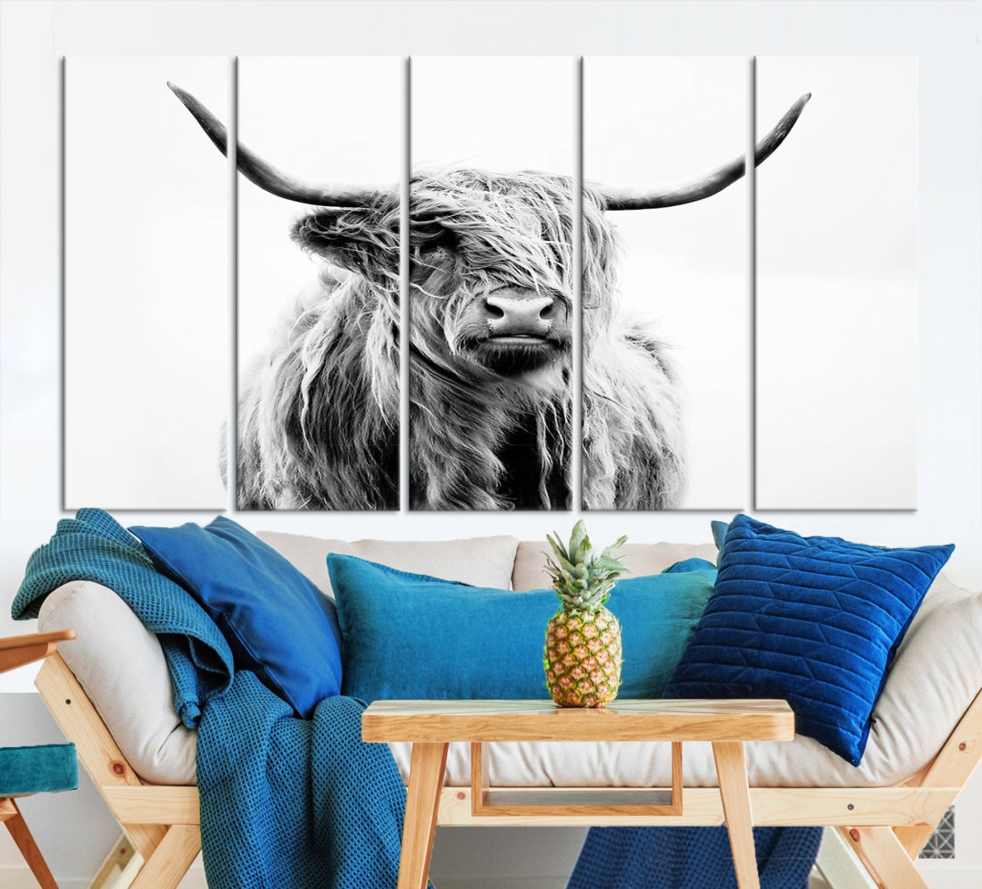 Bring the Charm of a Scottish Highland Cow to Your Farmhouse with Our Wall Art Canvas PrintA Rustic & Cozy Decor