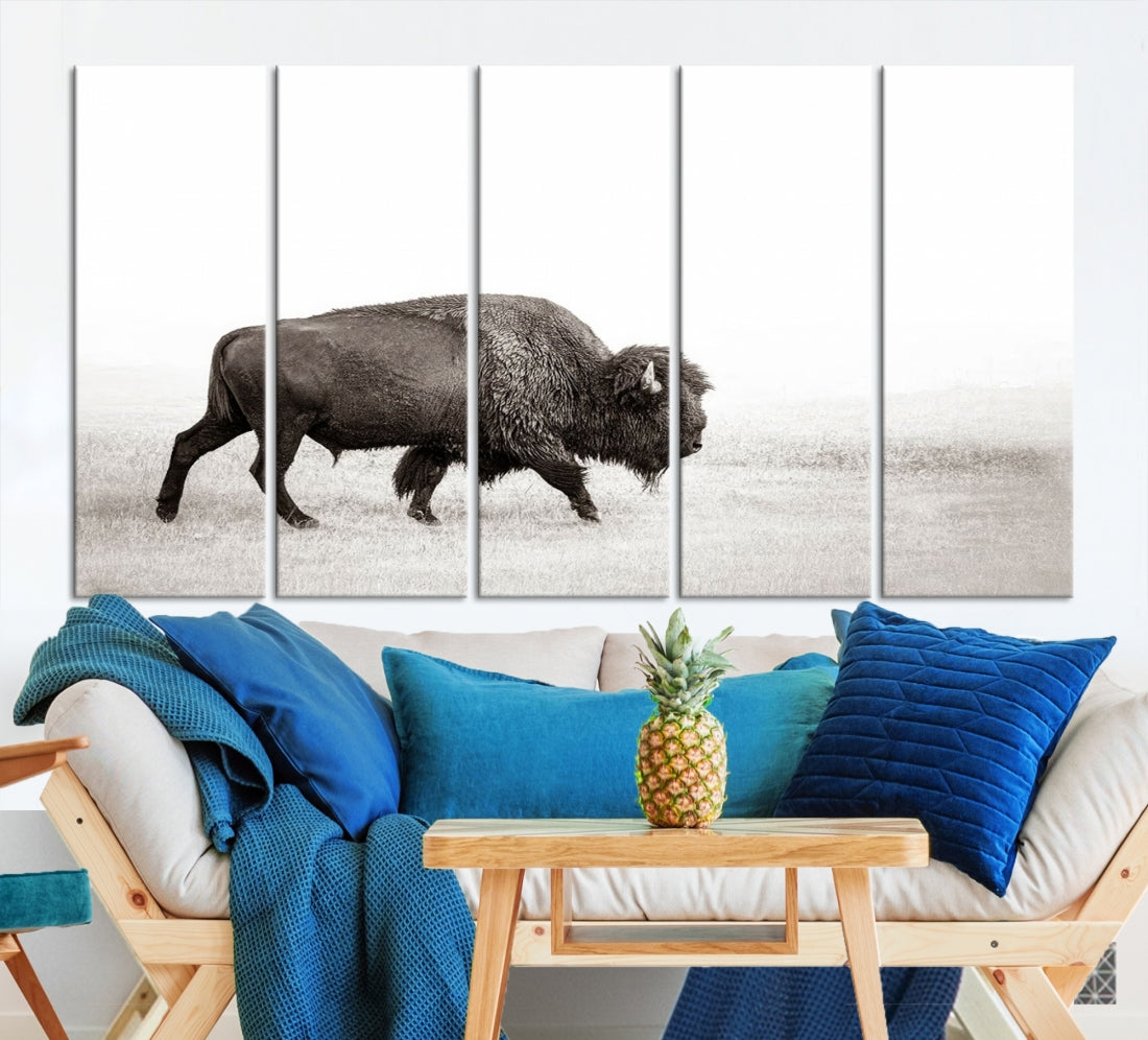 Alone Bison Wall Art Canvas Print, Cow Wall Art, Buffalo Artwork