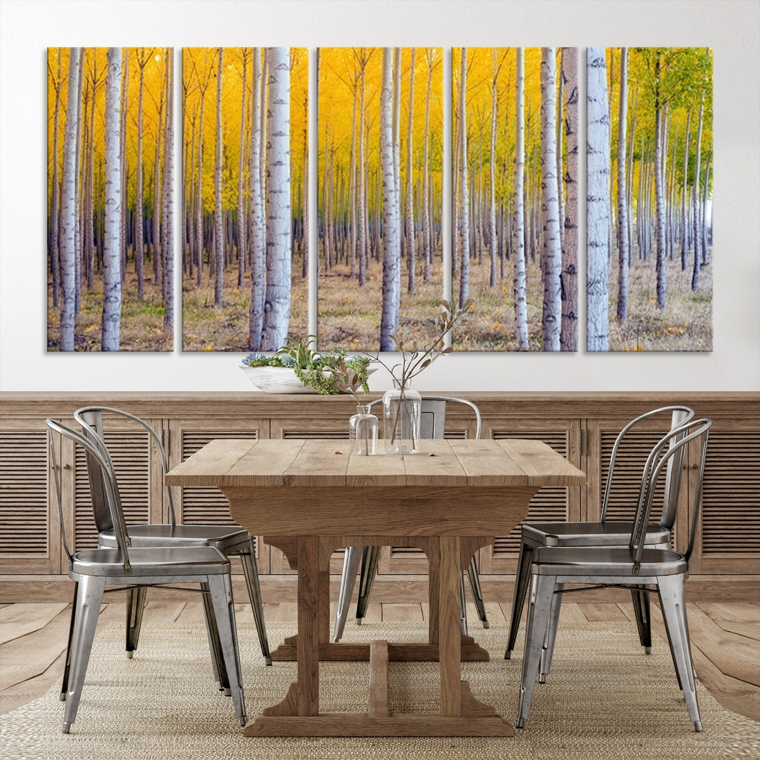 Yellow Forest Autumn Landscape Tree Wall Art Landscape Canvas Print