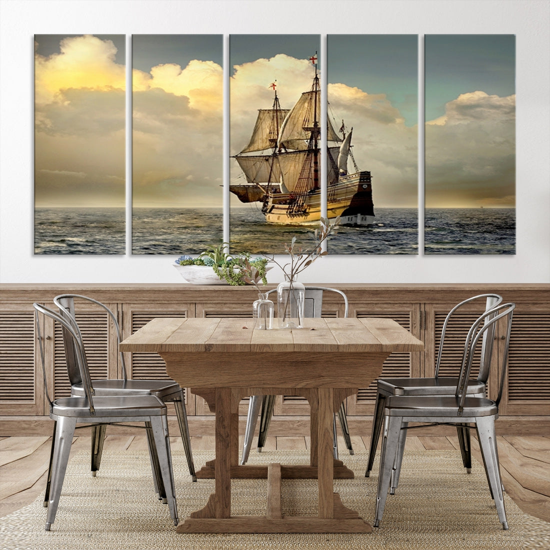 English War Ship Giclee Canvas Extra Large Wall Art Print