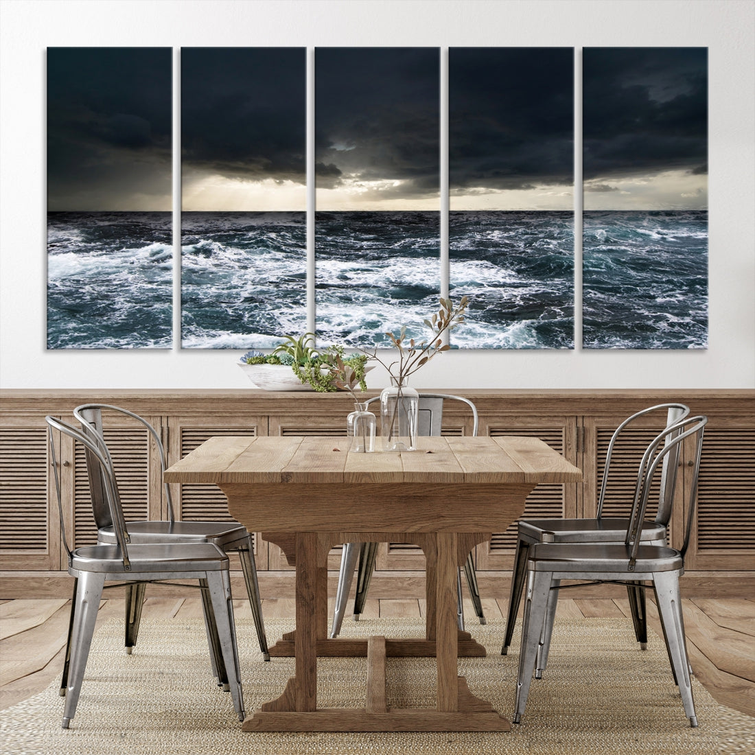 Stormy Sea Ocean Landscape Large Canvas Art Print for Home Decoration