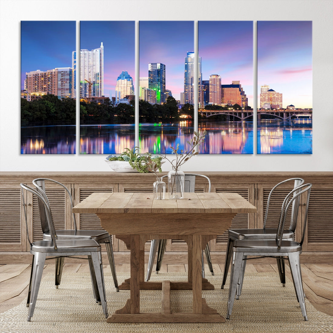 Extra Large Austin City Canvas Print Purple Dusk Skyline Wall Art