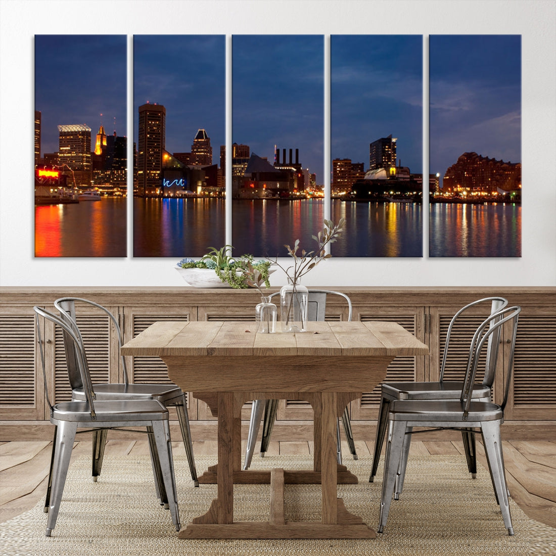 Baltimore City Downtown Skyline Cityscape Large Wall Art Canvas Print