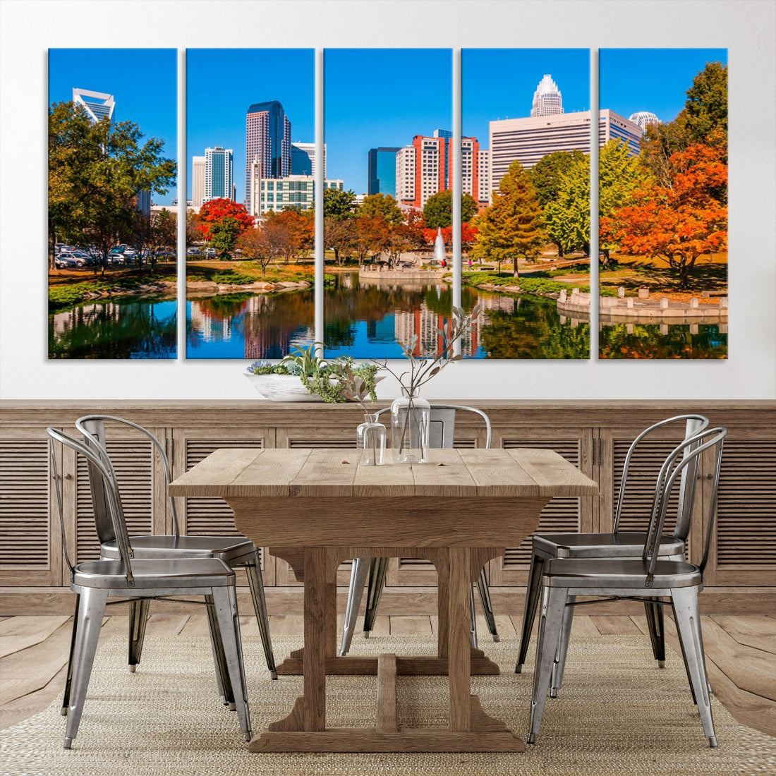 Charlotte City Photo Print Framed Canvas Wall Art Cityscape Wall Decor