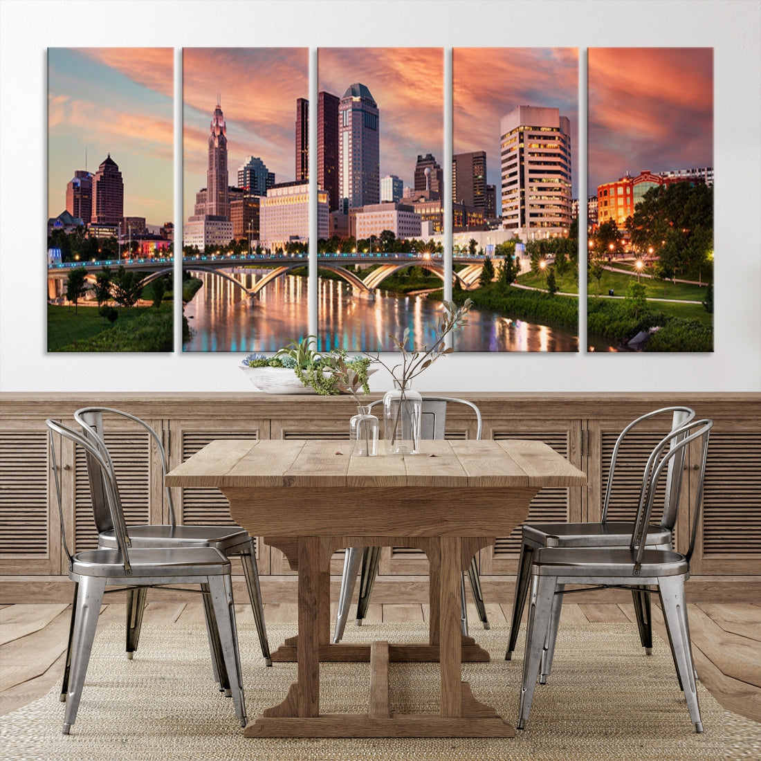 Large Columbus City View Skyline Wall Art Columbus Picture Canvas Print