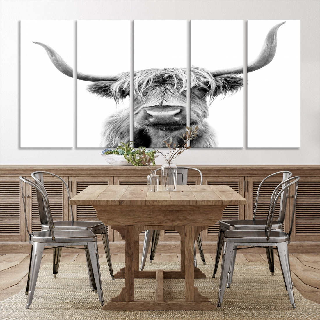 Bring the Charm of a Scottish Highland Cow to Your Farmhouse with Our Wall Art Canvas PrintA Rustic & Cozy Decor