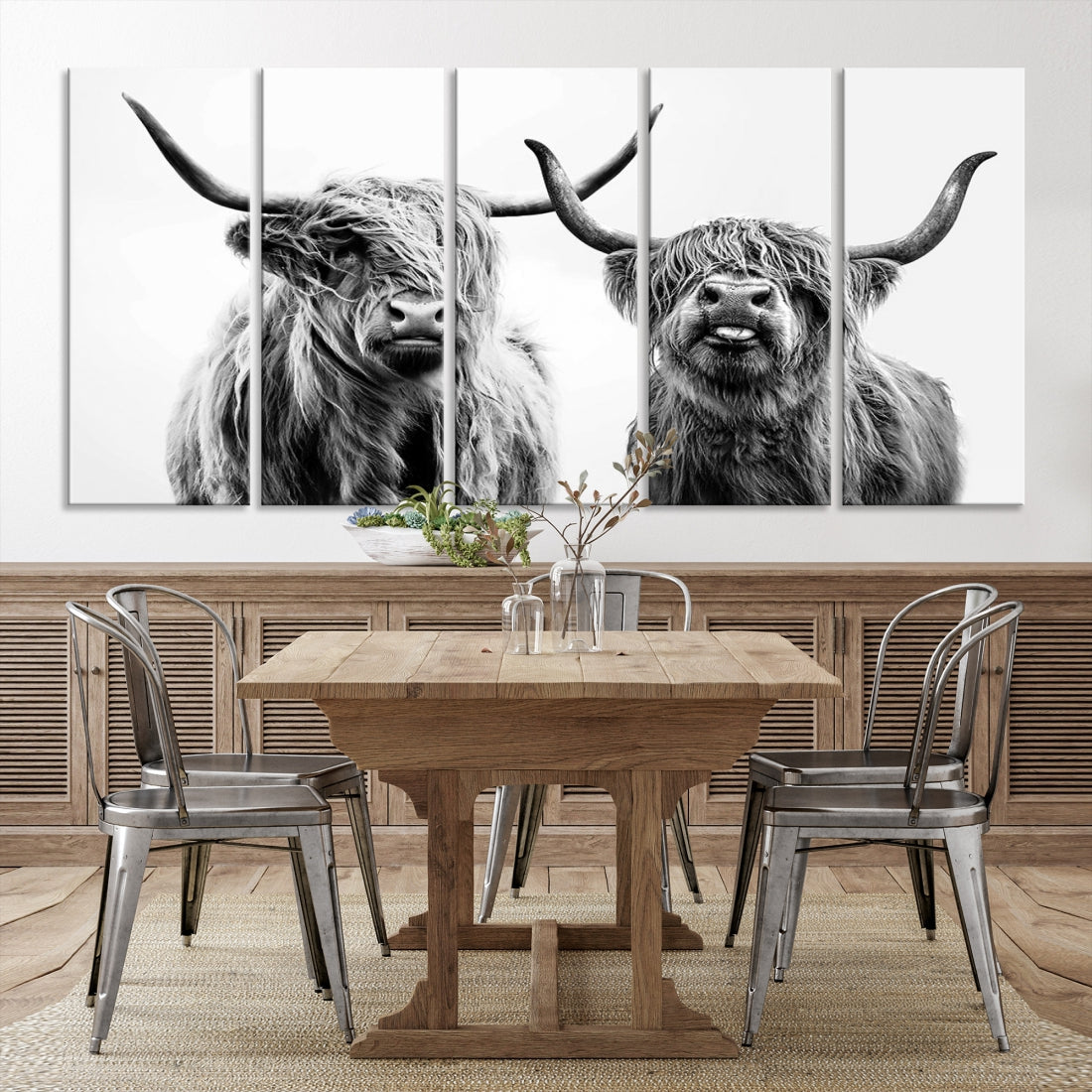 Bring the Charm of a Scottish Highland Cow to Your Farmhouse with Our Wall Art Canvas PrintA Rustic & Cozy Decor