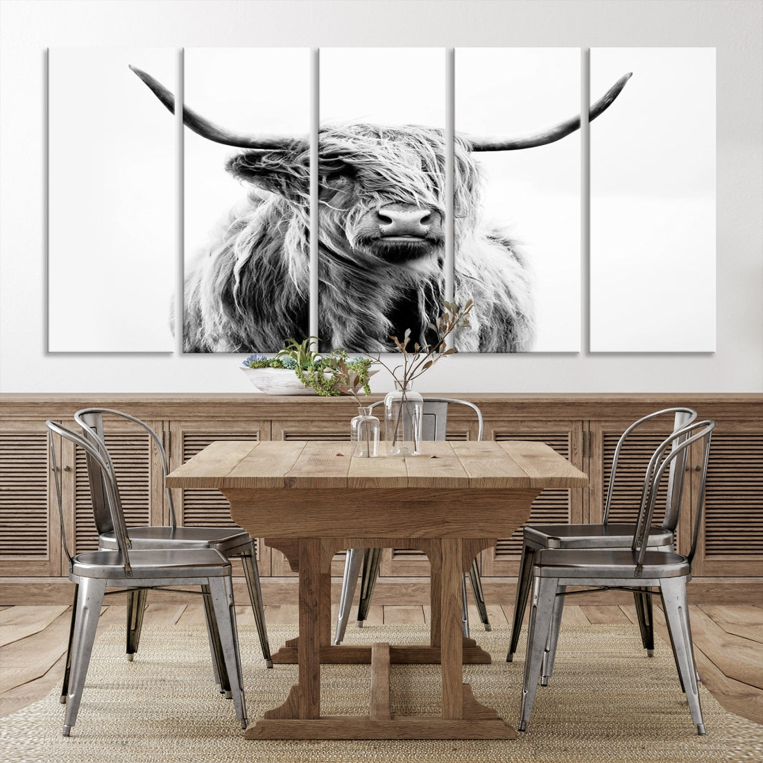 Bring the Charm of a Scottish Highland Cow to Your Farmhouse with Our Wall Art Canvas PrintA Rustic & Cozy Decor