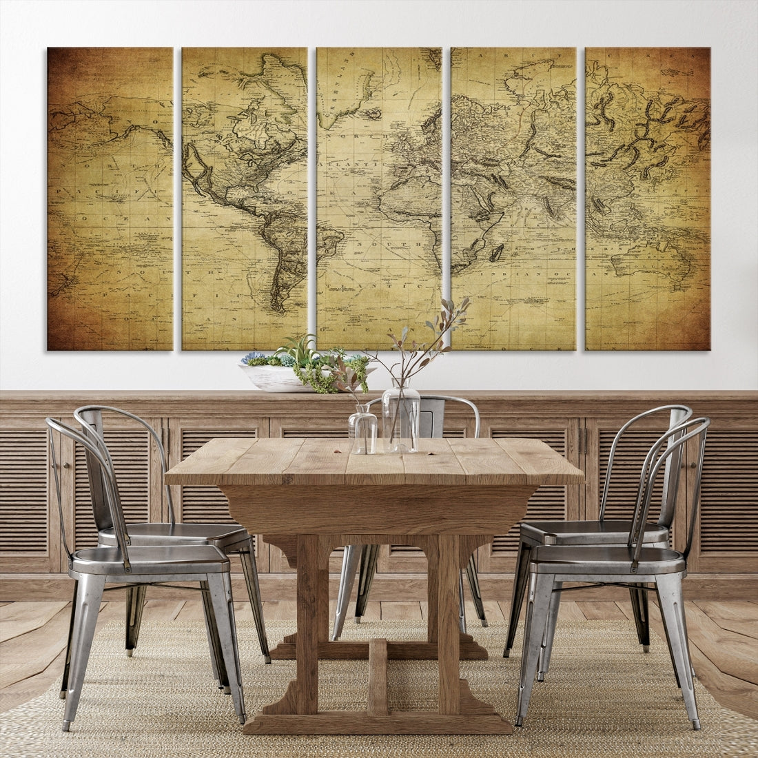 Antique Wall Art World Map Canvas Print