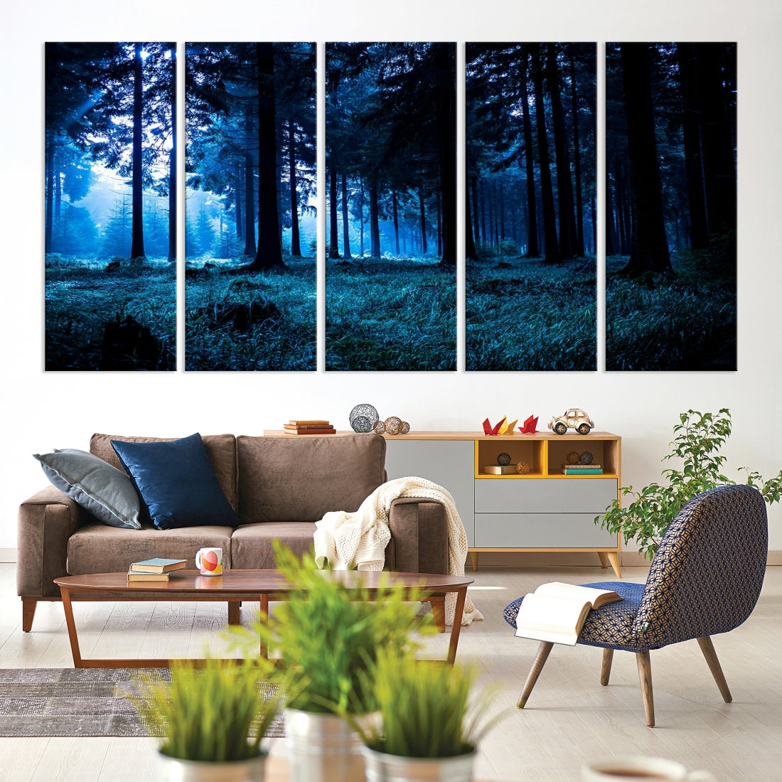 Mystic Dark Forest Wall Art Large Forest Canvas Print Landscape Canvas Art Multi Panel Wall Art Large Piece Canvas Set