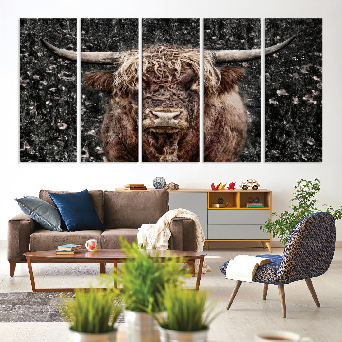 Highland Cow Photography Canvas Wall Art Print Animal Wall Art Painting Large Cow Canvas Print Home Office Ranch Farm