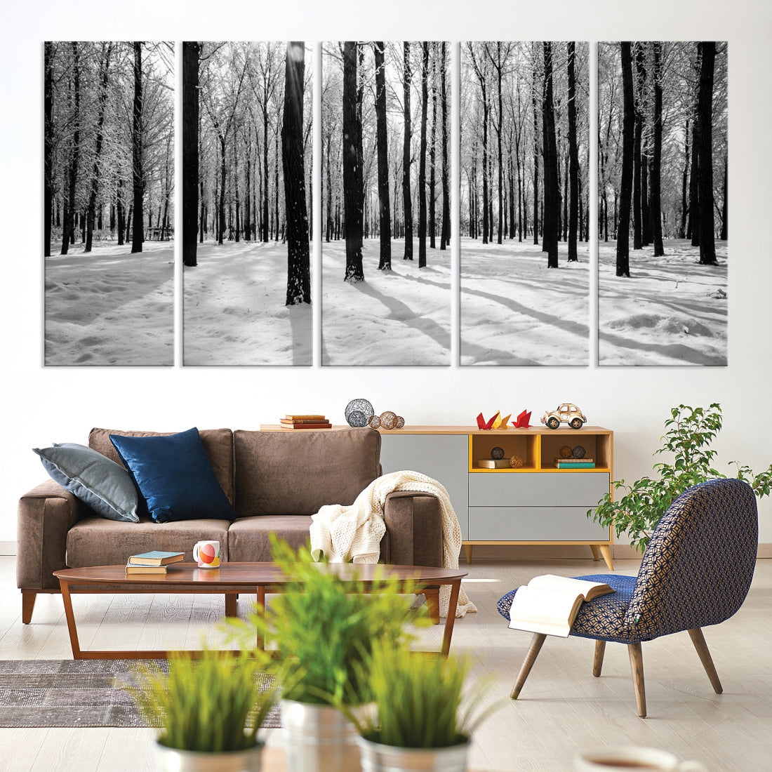 Trees in Winter Forest Wall Art Landscape Canvas Print Snow Photograpy Art